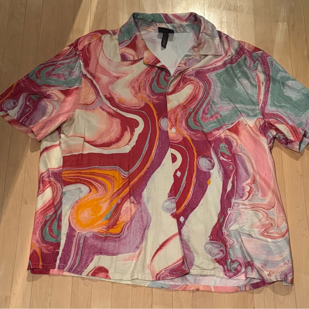 H&M Pink and Orange Swirl Men's Shirt